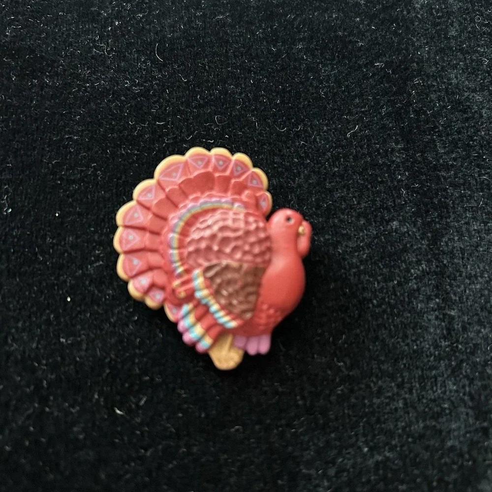 Vintage Hallmark Cards Thanksgiving Turkey Brooch Pin 1980s 1990s
